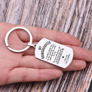 Gkn23006 - I Wish I Could Change The World For My Granddaughter - Love, Grandma - Dog Tag Keychain