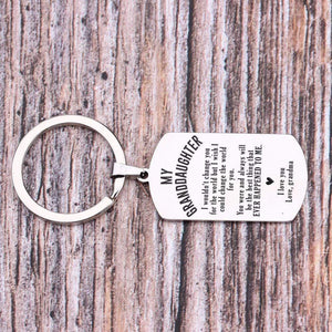 Gkn23006 - I Wish I Could Change The World For My Granddaughter - Love, Grandma - Dog Tag Keychain