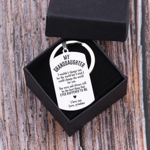 Gkn23006 - I Wish I Could Change The World For My Granddaughter - Love, Grandma - Dog Tag Keychain