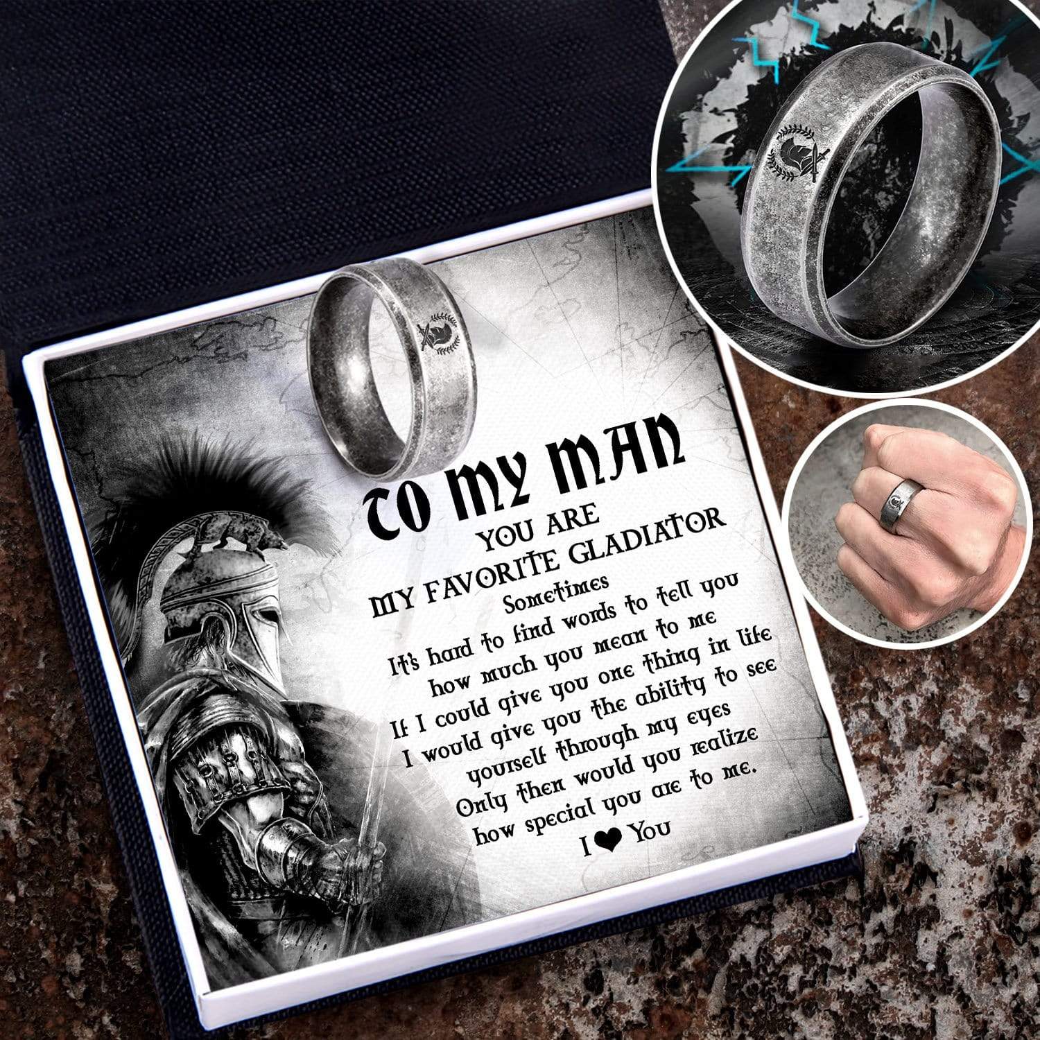 Gladiator Helmet Ring - Roman - To My Man - How Special You Are To Me - Gri26012