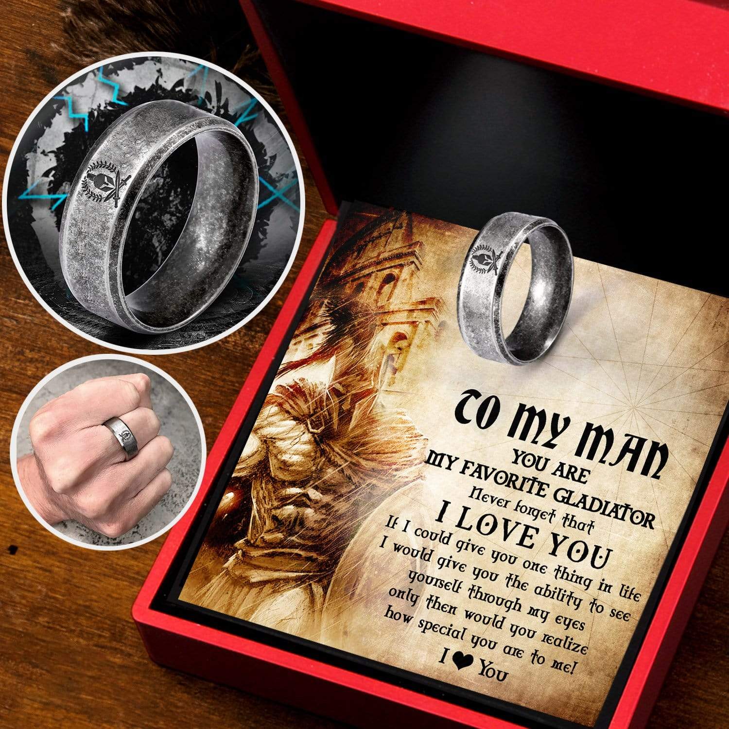 gladiator helmet ring roman to my man how special you are to me gri26013