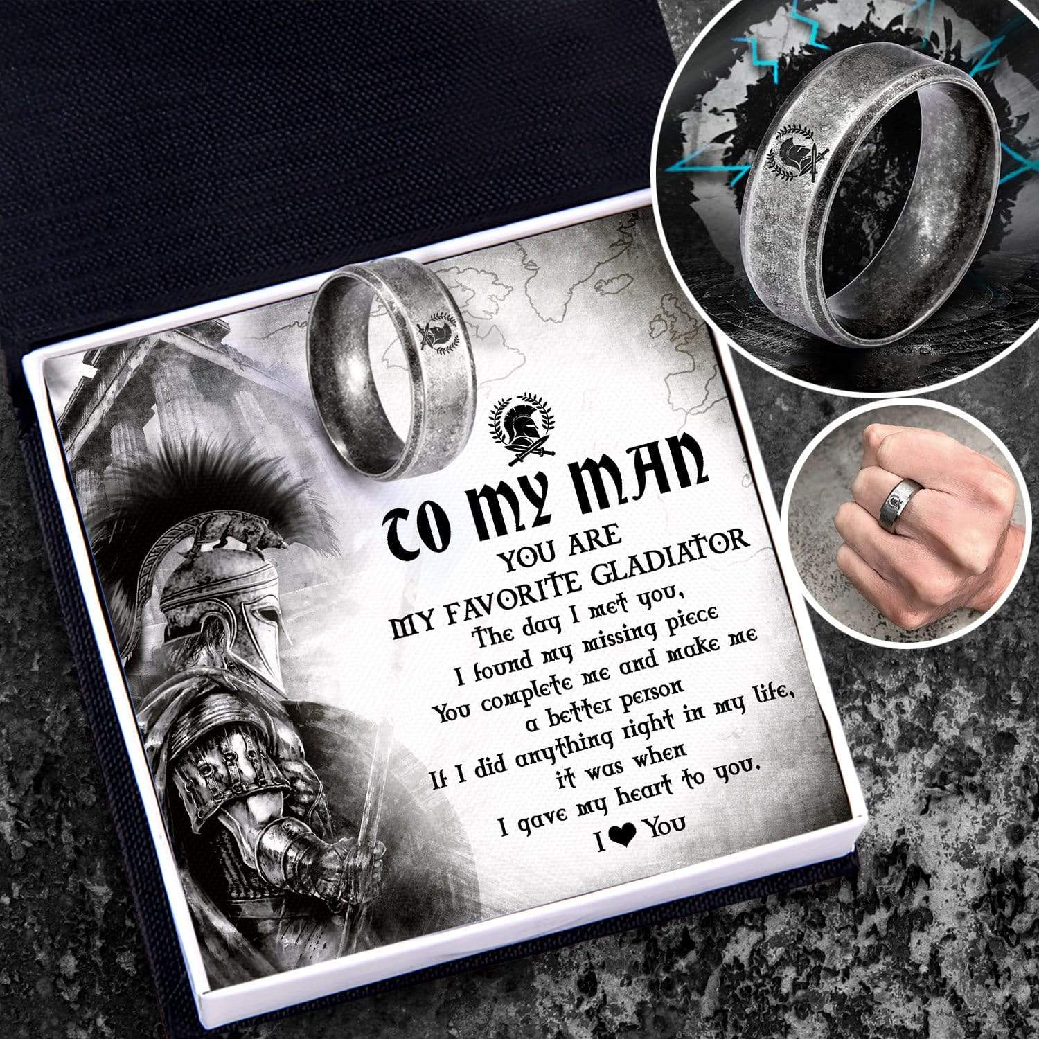 Gladiator Helmet Ring - Roman - To My Man - You Are My Favorite Gladiator - Gri26010