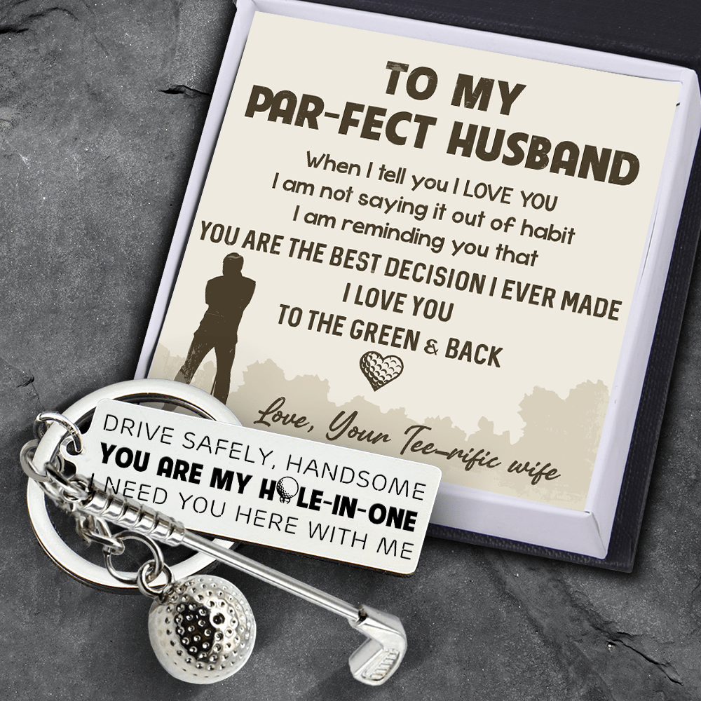 Golf Ball Racket Keychain - Golf - To My Par-fect Husband - I Love You To The Green And Back - Gkzs14003
