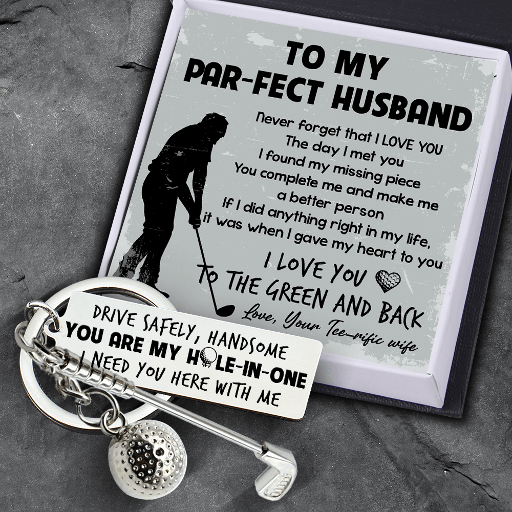 Golf Ball Racket Keychain - Golf - To My Par-fect Husband - I Need You Here With Me - Gkzs14001
