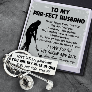 Golf Ball Racket Keychain - Golf - To My Par-fect Husband - I Need You Here With Me - Gkzs14001