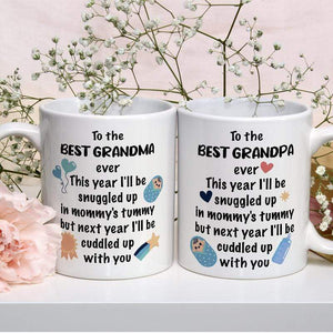 Grandma And Grandpa Mug Set - Family - To Grandma Grandpa - Next Year I'll Be Cuddled Up With You - Sjna21001