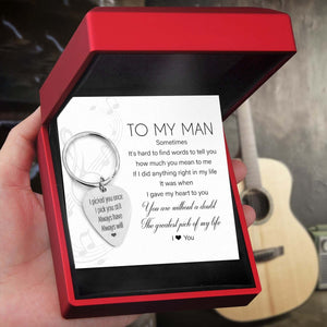 Guitar Pick Keychain - Guitar - To My Man - I Love You - Gkam26006