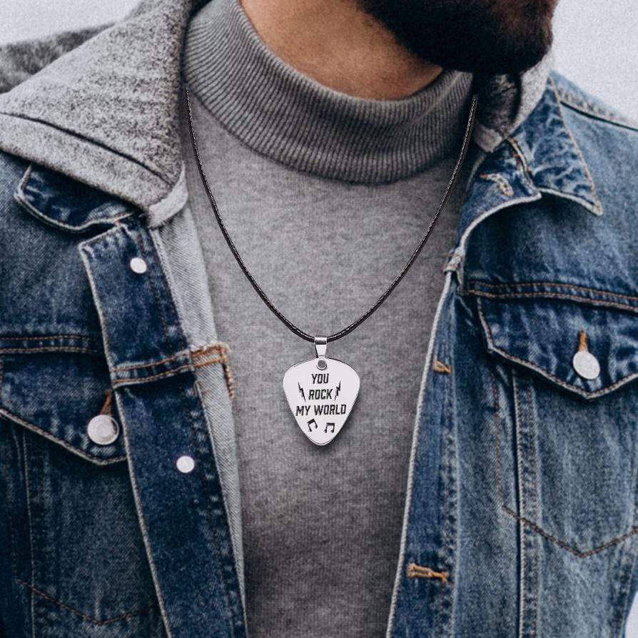 Guitar Pick Necklace - To My Man - I Think I'd Find Someone Who Would Rock  My World - Gncx26002