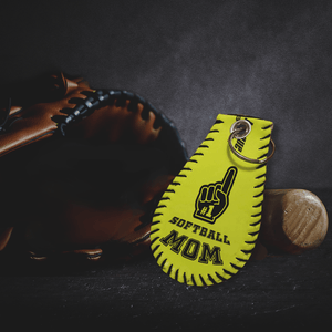 Handmade Leather Softball Keychain - Softball - To My Mom - Never Forget How Much I Love You - Gkqc19007