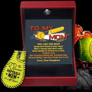 Handmade Leather Softball Keychain - Softball - To My Mom - You Are The Best - Gkqc19005