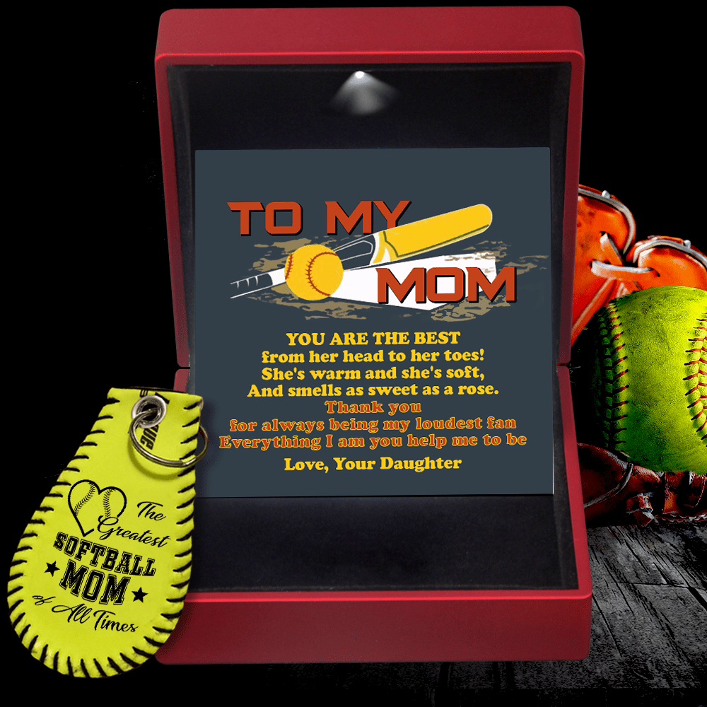 Handmade Leather Softball Keychain - Softball - To My Mom - You Are The Best - Gkqc19005
