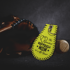 Handmade Leather Softball Keychain - Softball - To My Mom - You Are The Best - Gkqc19005