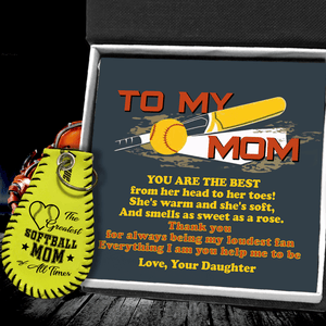 Handmade Leather Softball Keychain - Softball - To My Mom - You Are The Best - Gkqc19005