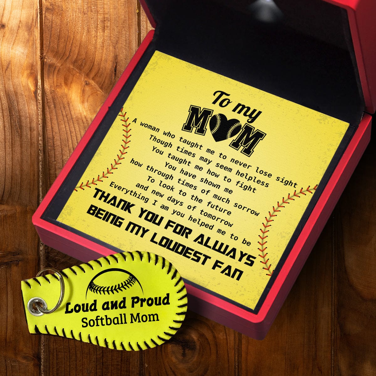 Handmade Leather Softball Keychain - Softball - To My Mom - You Taught Me How To Fight - Gkqc19003