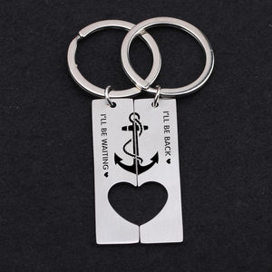 Heart Couple Keychains - I'll Be Waiting I'll Be Back Navy - Gkh14002