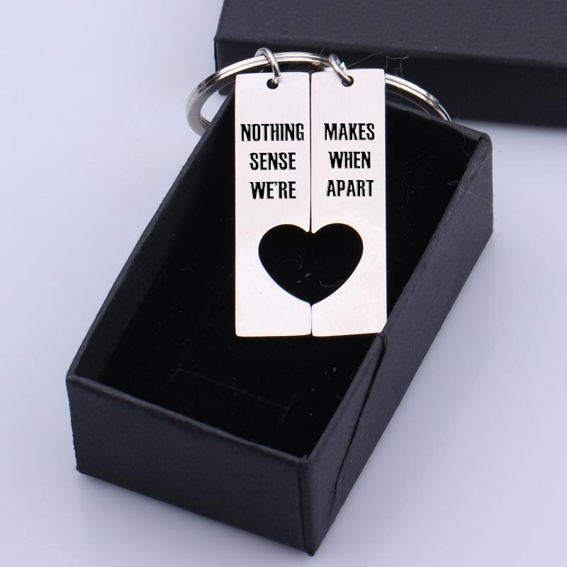 Wrapsify Heart Couple Keychains - Nothing Makes Sense When We're Apart - Gkh14019 Buy with Handmade Gift Box +