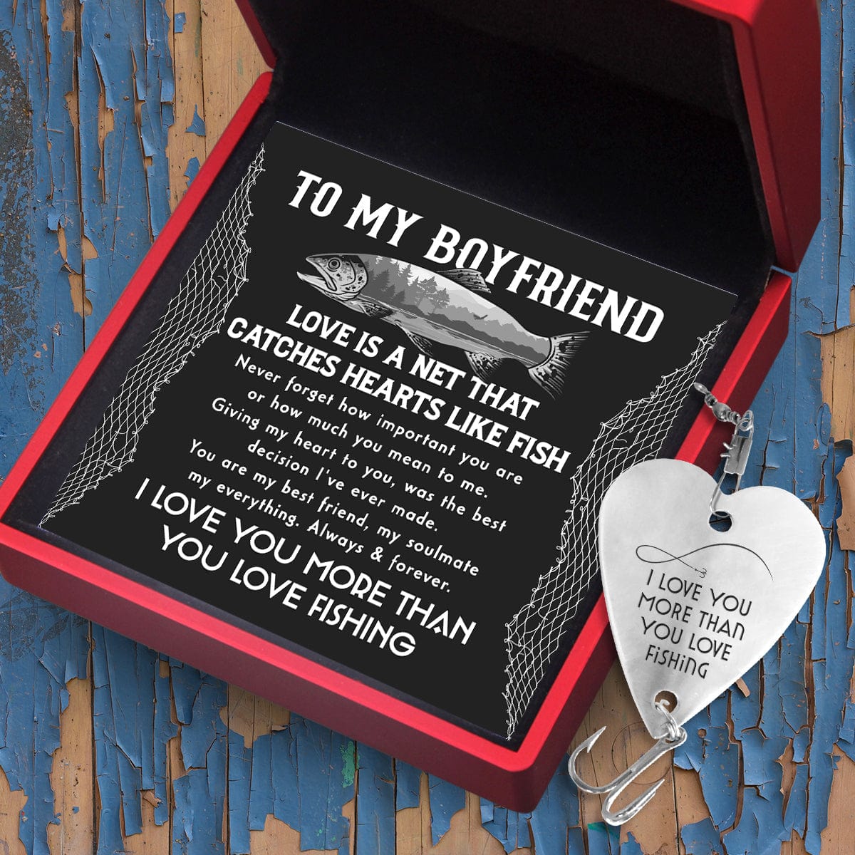birthday gift box for fishing boyfriend Heart Fishing Lure - Fishing - To My Boyfriend