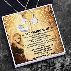 Heart Hollow Necklaces Set - Viking - To My Viking Mom - I Love You To The Moon And Back - Gnfb19001