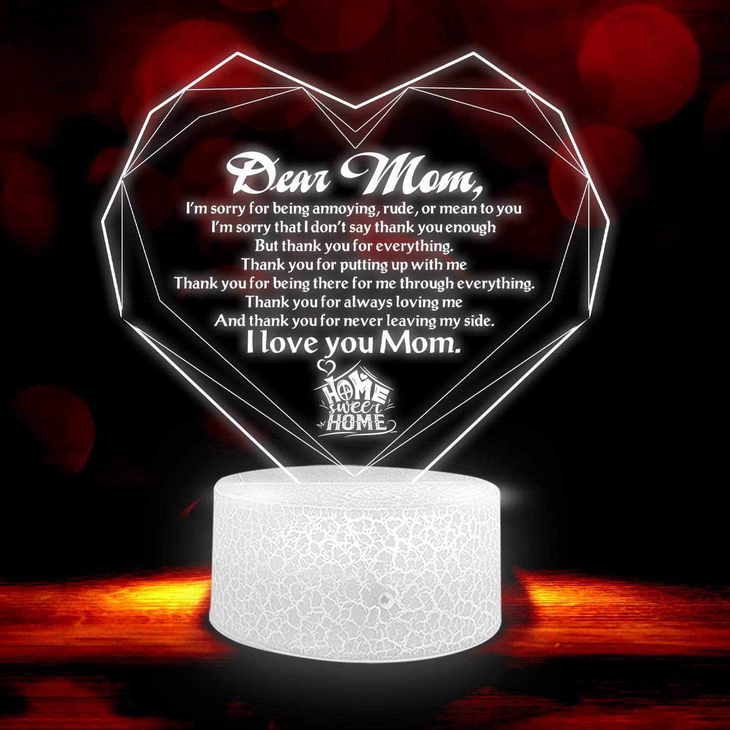 Heart Led Light - Family - To Mom - Thank You For Everything - Glca19002