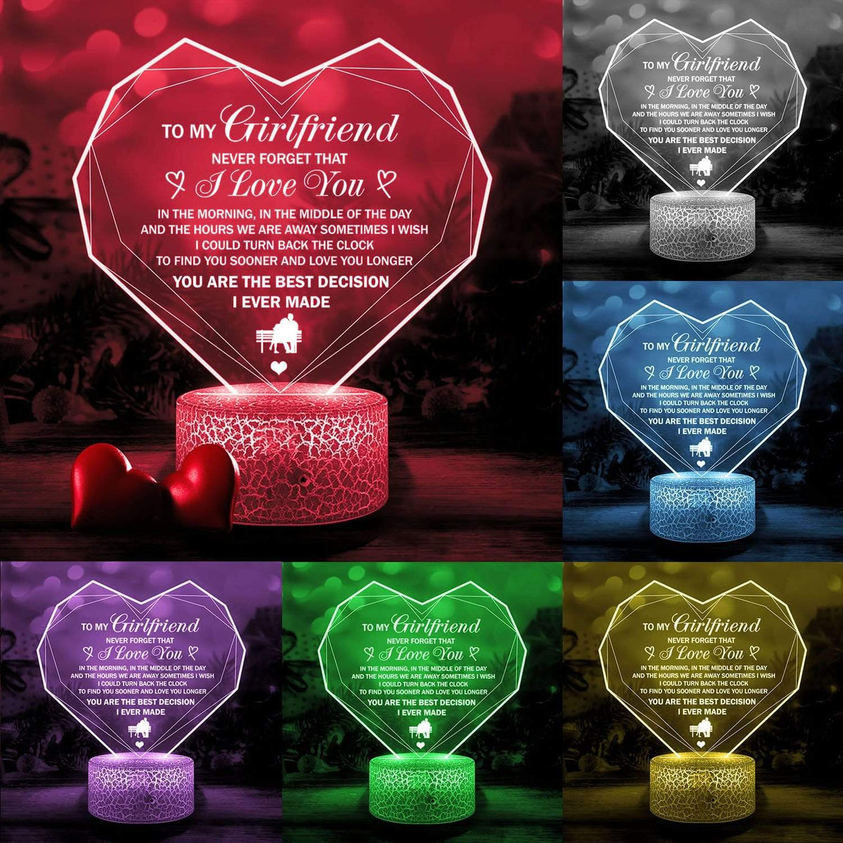 Heart Led Light - Family - To My Girlfriend - Never Forget That I Love You - Glca13006