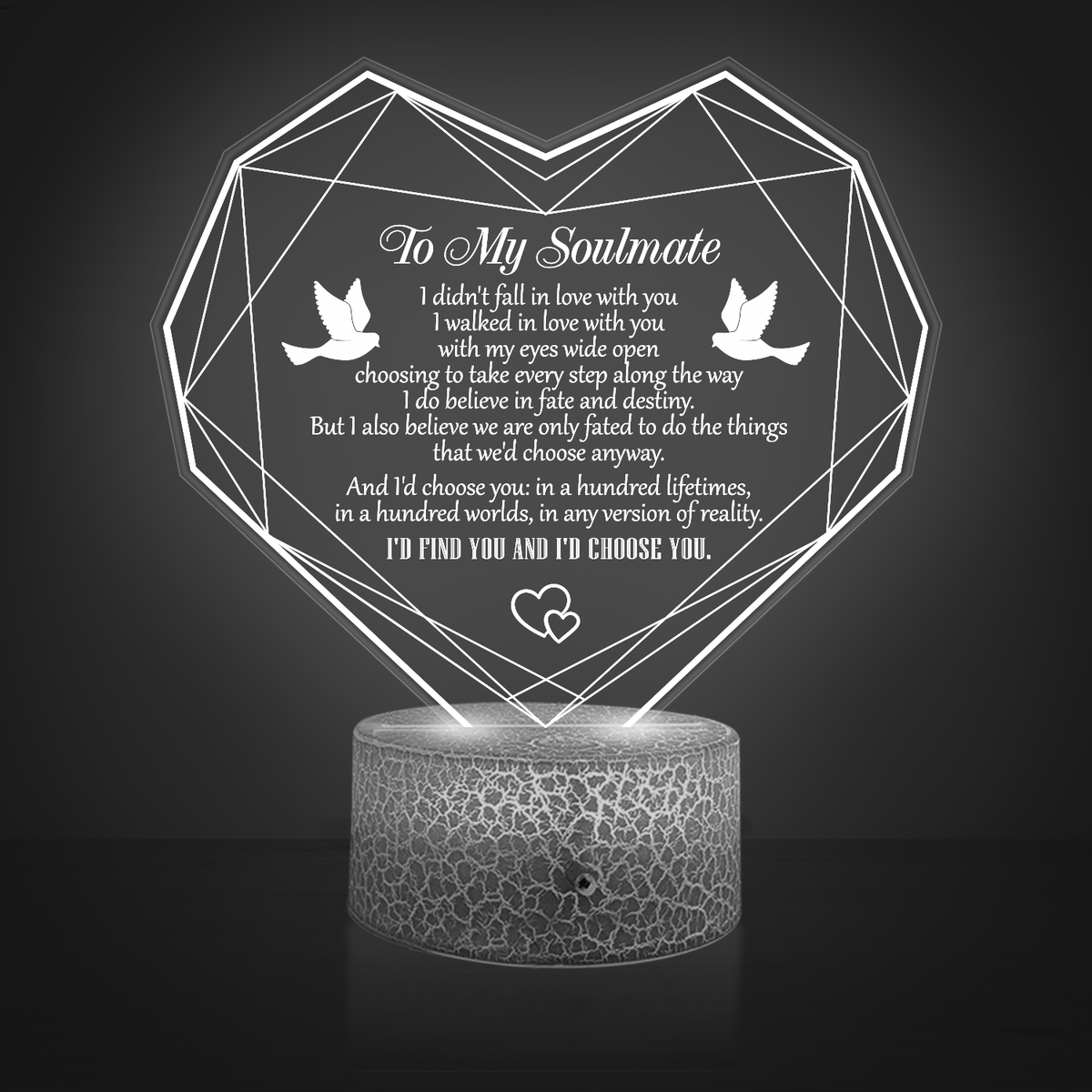Heart Led Light - Family - To My Soulmate - I'd Choose You In Any Version Of Reality - Glca13019