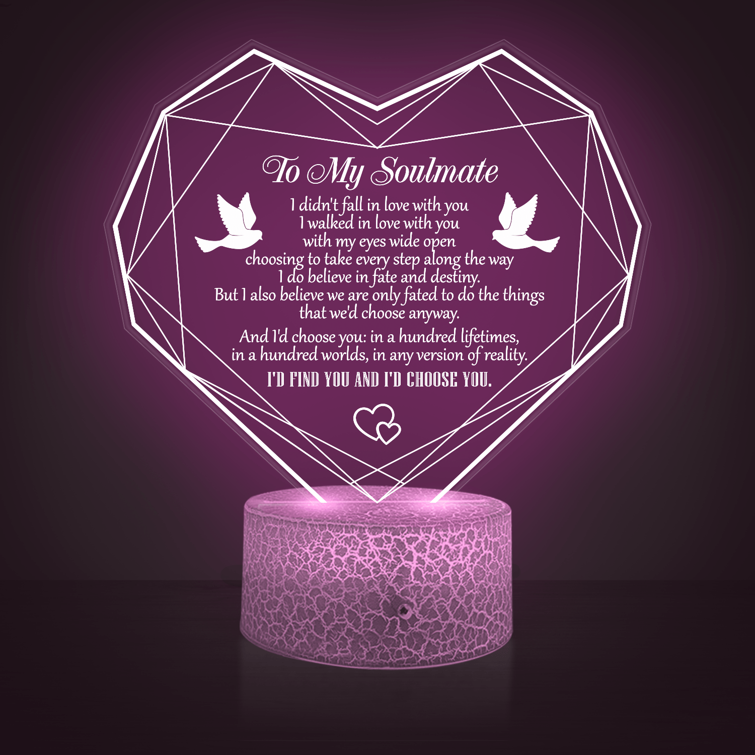 Heart Led Light - Family - To My Soulmate - I'd Choose You In Any Version Of Reality - Glca13019