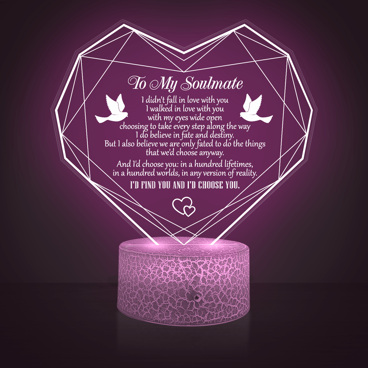 Heart Led Light - Family - To My Soulmate - I'd Choose You In Any Version Of Reality - Glca13019