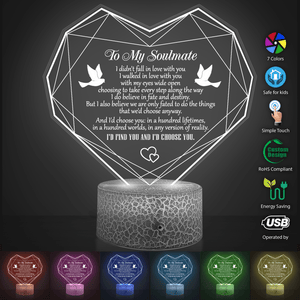 Heart Led Light - Family - To My Soulmate - I'd Choose You In Any Version Of Reality - Glca13019