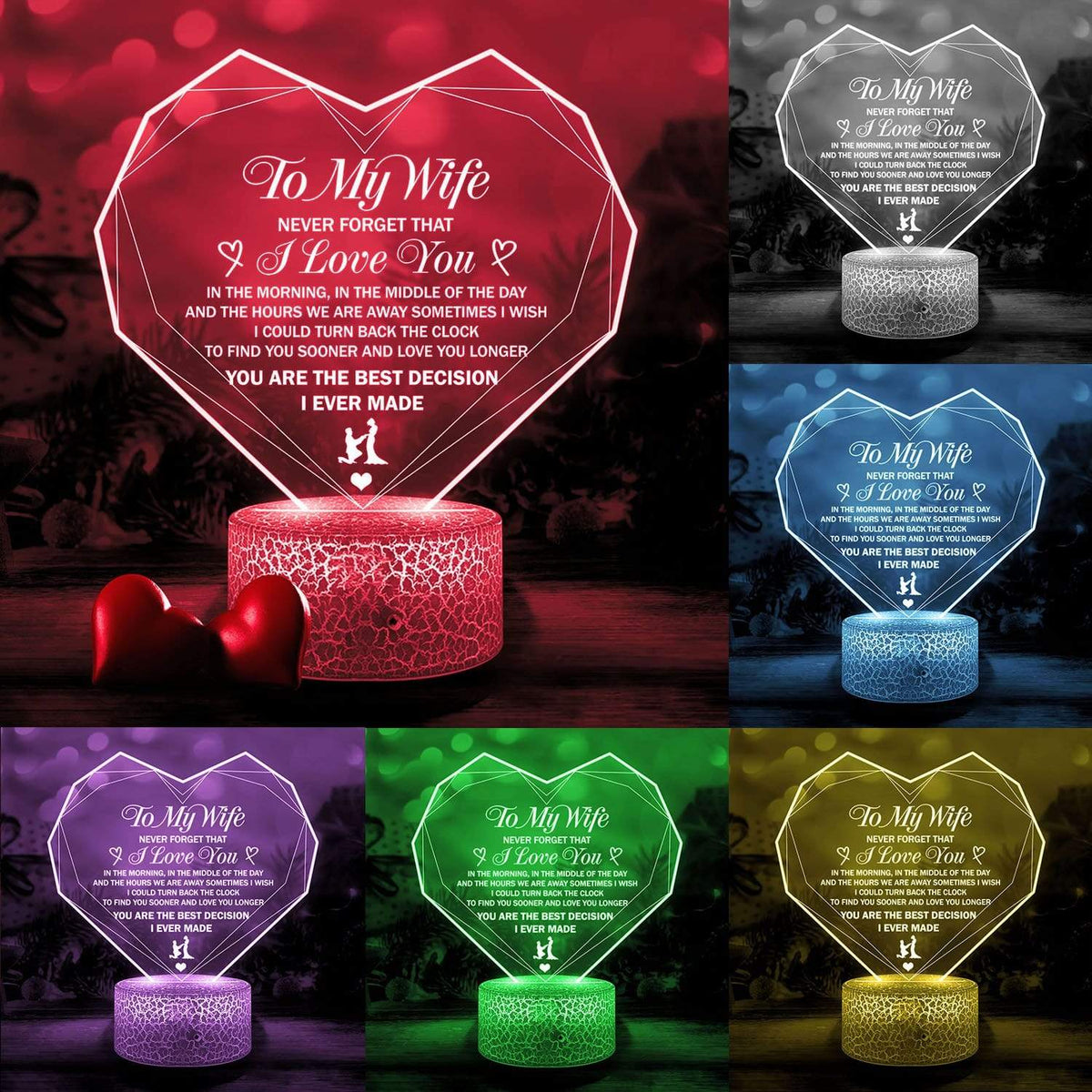 Heart Led Light - Family - To My Wife - Never Forget That I Love You - Glca15002