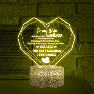 Heart Led Light - Family - To My Wife - You Are The Best Decision I Ever Made - Glca15006