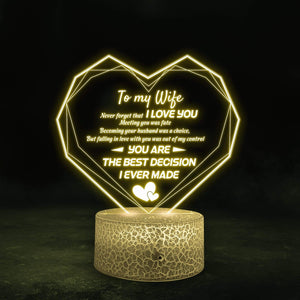 Heart Led Light - Family - To My Wife - You Are The Best Decision I Ever Made - Glca15006