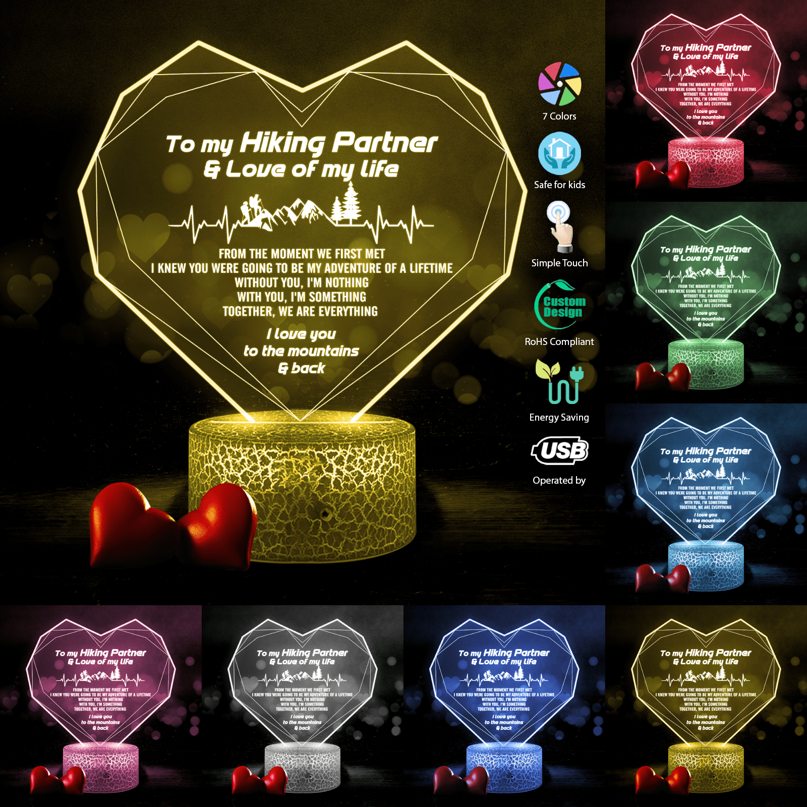 Heart Led Light - Hiking - To My Hiking Partner - Together, We Are Everything - Glca13029