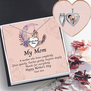 Heart Locket Necklace - Family - From Son -  To My Mom - Happy Mother's Day - Gnzm19002