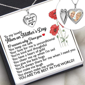 Heart Locket Necklace - Family - To My Mom - 10 Reasons Why I Love You - Gnzm19012