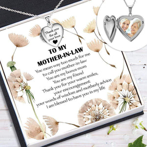 Heart Locket Necklace - Family - To My Mother-In-Law - Thank You For Your Warm Smiles - Gnzm19008