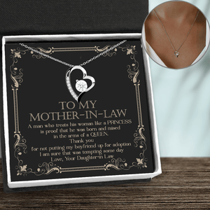 Heart Necklace - Family - To My Mother-in law - He Was Born And Raised In The Arms Of A Queen - Gnr19028