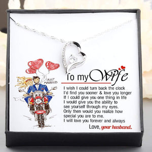 Heart Necklace - From Biker Husband to his Wife - I wish I could turn back the clock   - Gnr15012