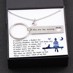 Heart Necklace & Keychain Gift Set - A Father's Touch, A Daddy's Kiss - Gnc18002