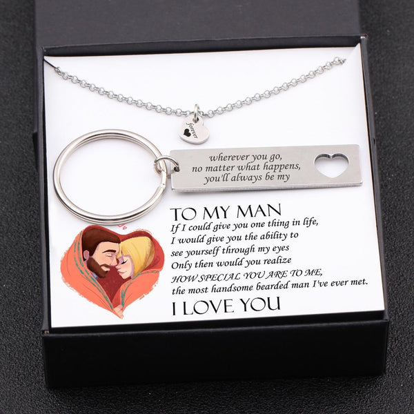 Wrapsify Heart Necklace & Keychain Gift Set - to My Trucker - Loving You Is The Easiest Part - Gnc26035