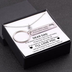 Heart Necklace & Keychain Gift Set - Dear Dad, I'll Always Be Your Little Girl - Gnc18005