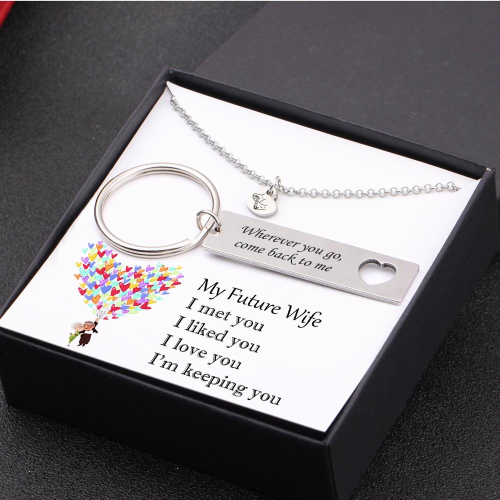 Heart Necklace & Keychain Gift Set - My Future Wife - I'm Keeping You - Gnc25003