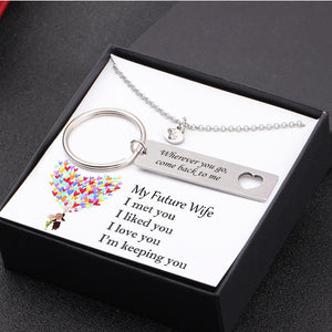 Heart Necklace & Keychain Gift Set - My Future Wife - I'm Keeping You - Gnc25003