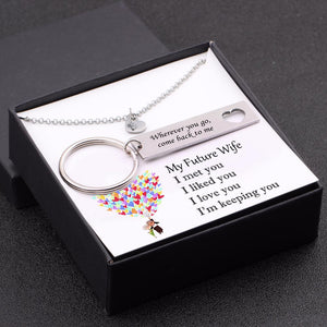 Heart Necklace & Keychain Gift Set - My Future Wife - I'm Keeping You - Gnc25003