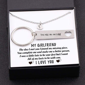 Heart Necklace & Keychain Gift Set - My Girlfriend - I Want All Of My Lasts To Be With You - Gnc13001