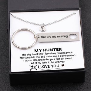 Heart Necklace & Keychain Gift Set - My Hunter - All Of My Lasts To Be With You - Gnc26013