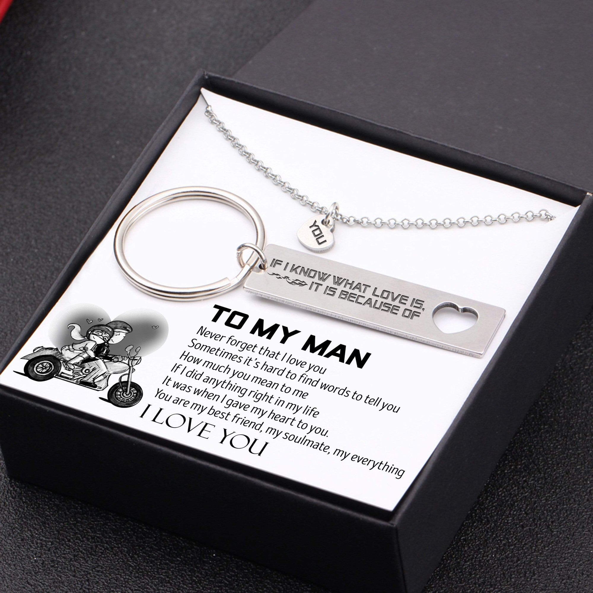 Heart Necklace & Keychain Gift Set - Fishing Lovers - To My Man - You -  Wrapsify