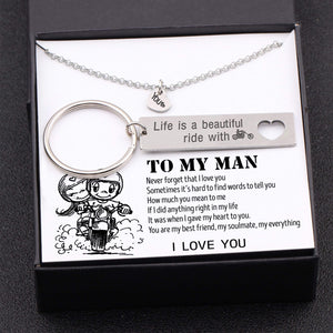 Wrapsify Heart Necklace & Keychain Gift Set - to My Trucker - Loving You Is The Easiest Part - Gnc26035