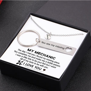 Heart Necklace & Keychain Gift Set - My Mechanic - All Of My Lasts To Be With You - Gnc26006