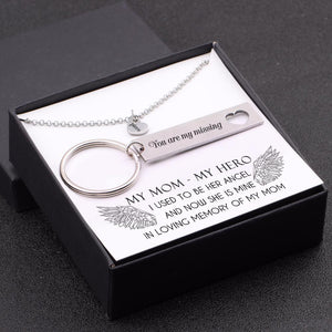 Heart Necklace & Keychain Gift Set - My Mom, My Hero - Gnc19007