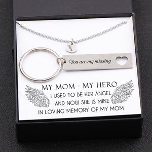 Heart Necklace & Keychain Gift Set - My Mom, My Hero - Gnc19007